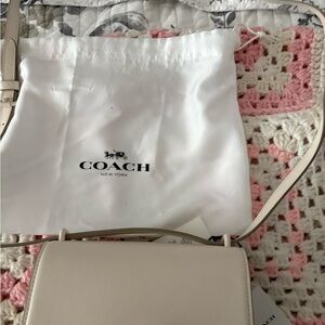 Coach Cream Leather Crossbody Bag with Top Handle